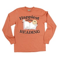 Happiest When Reading - Long Sleeve Comfort Colors Tee