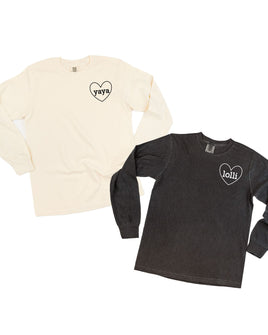 "______ (Heart Around) - (Choose Your Grandma Name)" - Long Sleeve Comfort Colors Tee