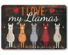I Love My Llamas Eyes Closed - Metal Sign