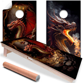Fierce Fantasy Dragons - Cornhole Board Wrap - Set of 2