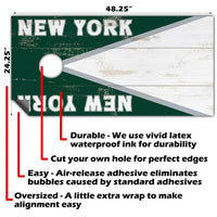New York Green White Football - Cornhole Board Wrap - Set of 2