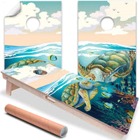 Sea Turtles in Ocean - Cornhole Board Wrap - Set of 2