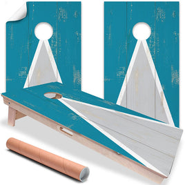 Teal Triangle - Cornhole Board Wrap - Set of 2