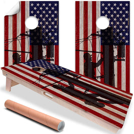 American Flag Electric Lineman - Cornhole Board Wrap - Set of 2