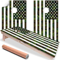 USA American Flag Military Camouflage - Cornhole Board Wrap - Set of 2