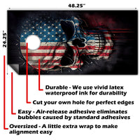 Patriotic Skull American Flag - Cornhole Board Wrap - Set of 2