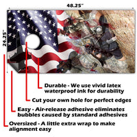 American Flag Military - Cornhole Board Wrap - Set of 2