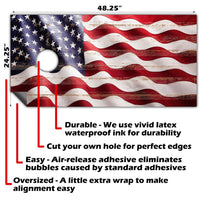 American Flag Wavy - Cornhole Board Wrap - Set of 2