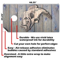 Bass Fish Jump - Cornhole Board Wrap - Set of 2