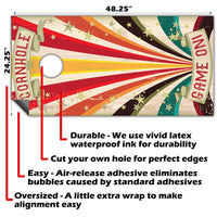 Circus Stripes - Cornhole Board Wrap - Set of 2