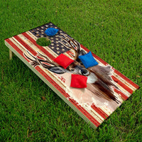 Deer and American Flag - Cornhole Board Wrap - Set of 2