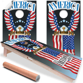 Eagle and Flag - Cornhole Board Wrap - Set of 2