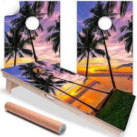 Palm Beach Sunset - Cornhole Board Wrap - Set of 2