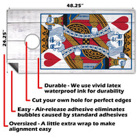 King of Hearts - Cornhole Board Wrap - Set of 2