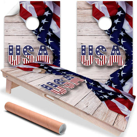 USA American Flag - Cornhole Board Wrap - Set of 2