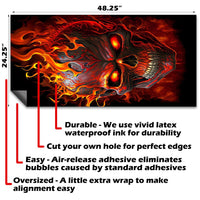 Flaming Skull - Cornhole Board Wrap - Set of 2