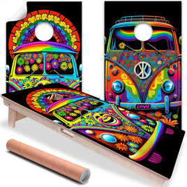 Hippie Van Colorful - Cornhole Board Wrap - Set of 2