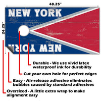 New York Blue Red Football - Cornhole Board Wrap - Set of 2