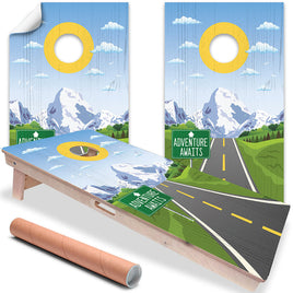 Scenic Road Mountain View - Cornhole Board Wrap - Set of 2