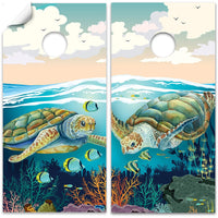 Sea Turtles in Ocean - Cornhole Board Wrap - Set of 2