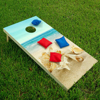 Shells on Beach - Cornhole Board Wrap - Set of 2