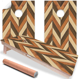 Wood Chevron - Cornhole Board Wrap - Set of 2