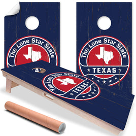 Texas in Dark Blue - Cornhole Board Wrap - Set of 2