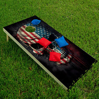 Patriotic Skull American Flag - Cornhole Board Wrap - Set of 2