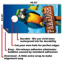 Paradise Parrot - Cornhole Board Wrap - Set of 2