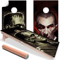 Frankenstein vs Dracula - Cornhole Board Wrap - Set of 2