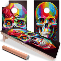 Rainbow Skulls - Cornhole Board Wrap - Set of 2