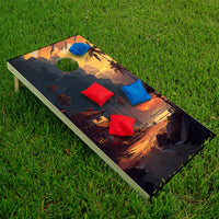 Tropical Sunset Painting - Cornhole Board Wrap - Set of 2