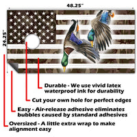 American Camo Flag Duck Flying - Cornhole Board Wrap - Set of 2