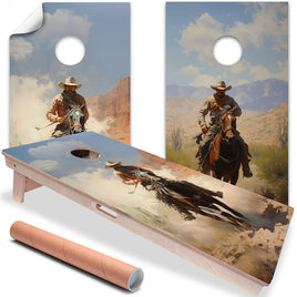 Old West Cowboys Ranch - Cornhole Board Wrap - Set of 2