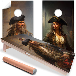 Vintage Pirates Painting - Cornhole Board Wrap - Set of 2