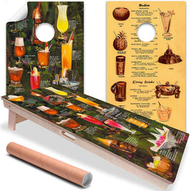 Tiki Drink Menus - Cornhole Board Wrap - Set of 2