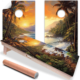 Tropical Beaches - Cornhole Board Wrap - Set of 2