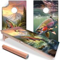 Blue Lake Fishing - Cornhole Board Wrap - Set of 2