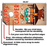 Happy Camper - Cornhole Board Wrap - Set of 2