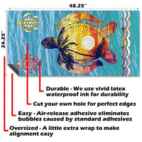 Sunset Sea Turtle and American Flag - Cornhole Board Wrap - Set of 2