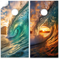 Morning and Sundown Tunnel Waves - Cornhole Board Wrap - Set of 2