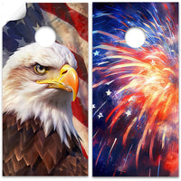 USA American Eagle and Fireworks - Cornhole Board Wrap - Set of 2