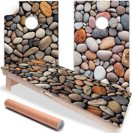 Beach Stones - Cornhole Board Wrap - Set of 2
