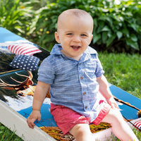 Buck on Quiet Lake - Cornhole Board Wrap - Set of 2