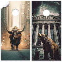 Wall Street Bear and Bull - Cornhole Board Wrap - Set of 2