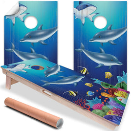 Tropical Ocean Floor - Cornhole Board Wrap - Set of 2