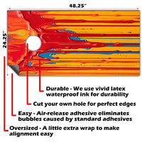 Warm Vibrant Dripping Paint - Cornhole Board Wrap - Set of 2