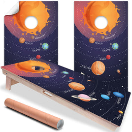 Planetary Solar System - Cornhole Board Wrap - Set of 2