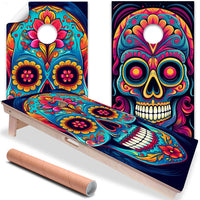 Sugar Skulls - Cornhole Board Wrap - Set of 2