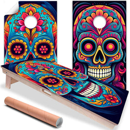 Sugar Skulls - Cornhole Board Wrap - Set of 2